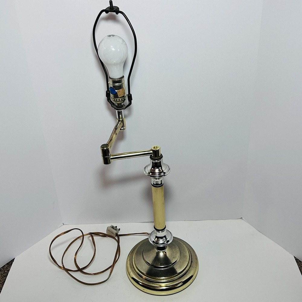 Vintage Brass Adjustable Swivel Swing Arm Table Desk Lamp